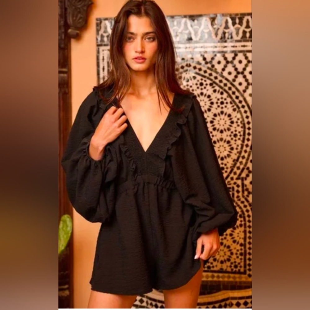 Bucketlist Textured Black Romper